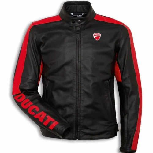 DUCATI CORSE C4 RACING LEATHER JACKET BLACK & RED