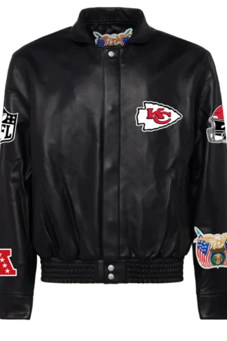 KANSAS CITY CHIEFS LEATHER JACKET Black