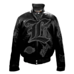 LOS ANGELES LAKERS PUFFER FULL LEATHER JACKET Black