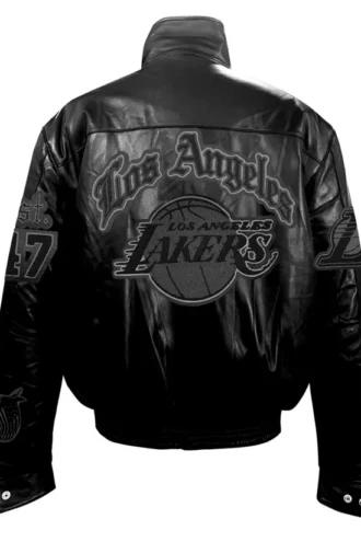 LOS ANGELES LAKERS PUFFER FULL LEATHER JACKET Black