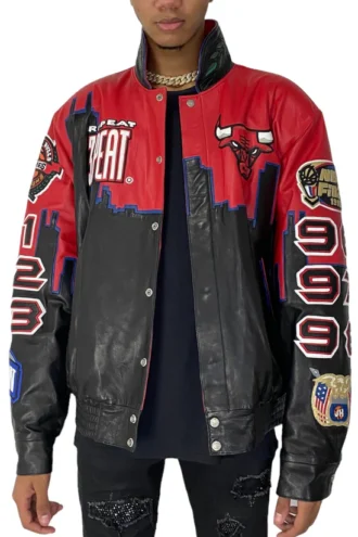 CHICAGO BULLS 3-PEAT CHAMPIONSHIP GENUINE LEATHER JACKET