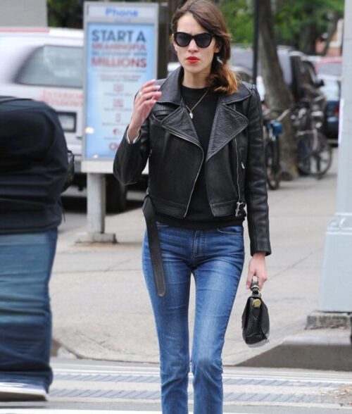 Alexa Chung Black Leather Jacket