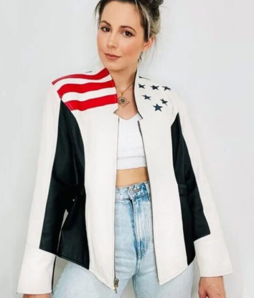 American Flag Leather Black Jacket