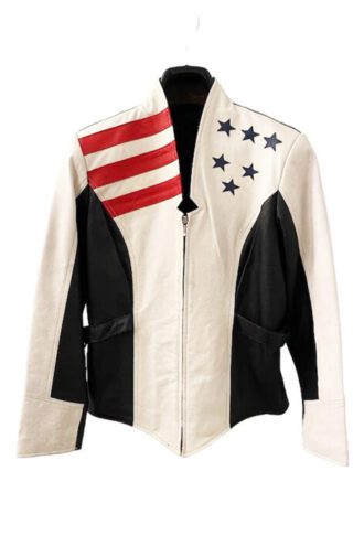 American Flag Leather Black Jacket
