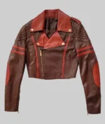 Anya Taylor-Joy Grand Prix Brown Cropped Leather Jacket