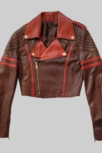 Anya Taylor-Joy Grand Prix Brown Cropped Leather Jacket
