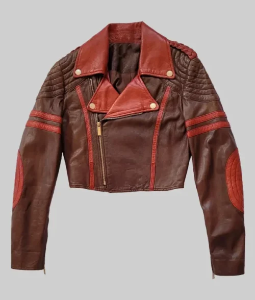 Anya Taylor-Joy Grand Prix Brown Cropped Leather Jacket