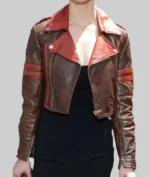 Anya Taylor-Joy Grand Prix Brown Cropped Leather Jacket