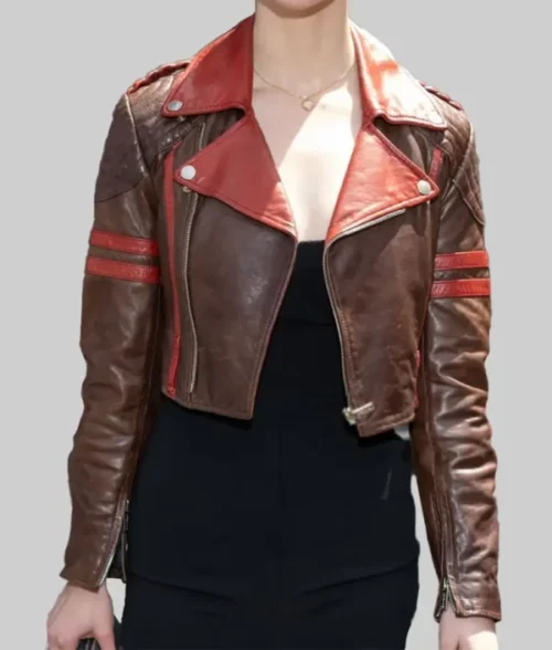 Anya Taylor-Joy Grand Prix Brown Cropped Leather Jacket