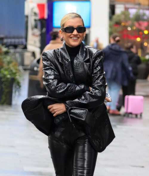 Ashley Roberts Black Leather Jacket