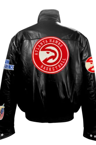 ATLANTA HAWKS FULL LEATHER PUFFER JACKET Black