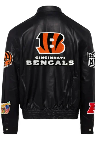 CINCINNATI BENGALS FULL LEATHER JACKET Black