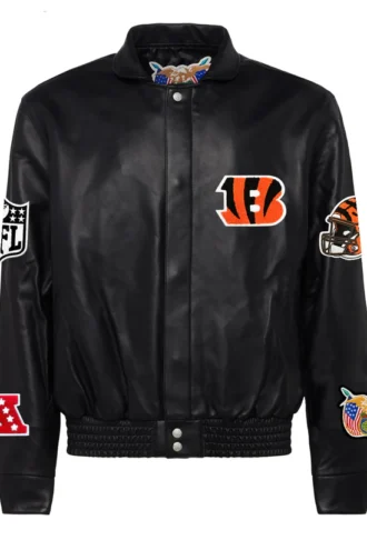 CINCINNATI BENGALS FULL LEATHER JACKET Black