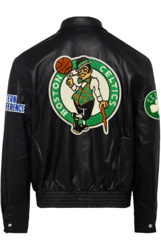 BOSTON CELTICS FULL LEATHER JACKET Black