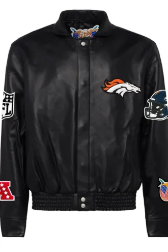 DENVER BRONCOS FULL LEATHER JACKET Blac