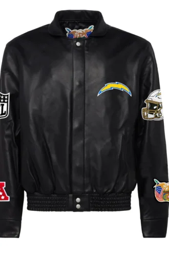 LOS ANGELES CHARGERS FULL LEATHER JACKET Black