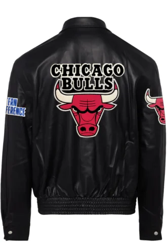 CHICAGO BULLS FULL LEATHER JACKET Black