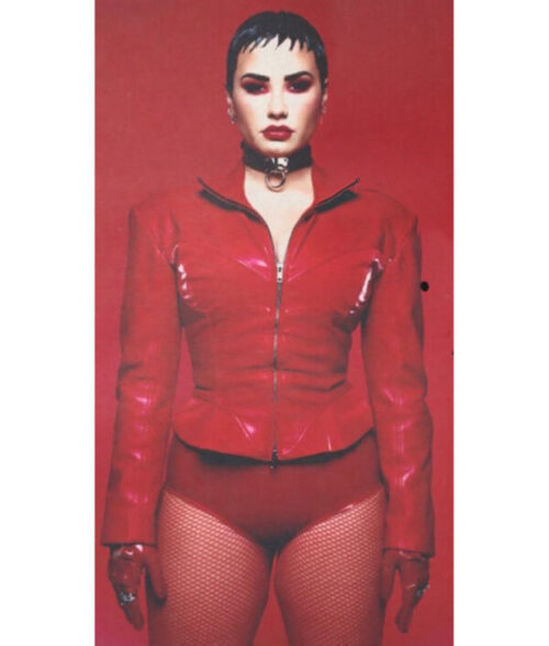 Demi Lovato Red Leather Jacket