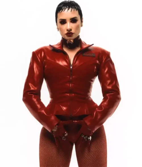 Demi Lovato Red Leather Jacke