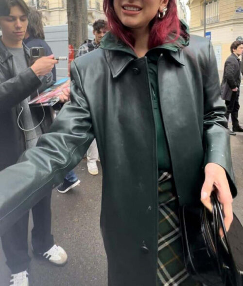 Dua Lipa Dark Green Long Coat