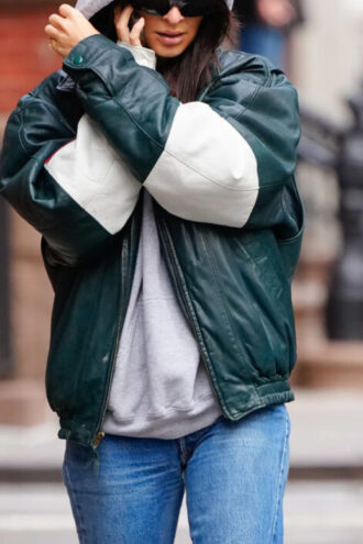 Emily Ratajkowski Green & White Jacket