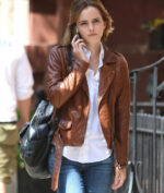 Emma Watson Brown Biker Leather Jacket