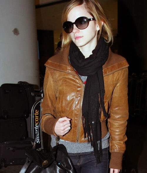 Emma Watson Brown Leather Jacket