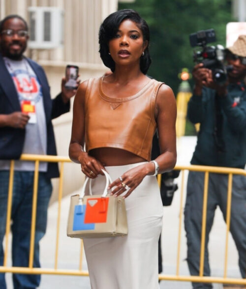 Gabrielle Union Cropped Leather Vest