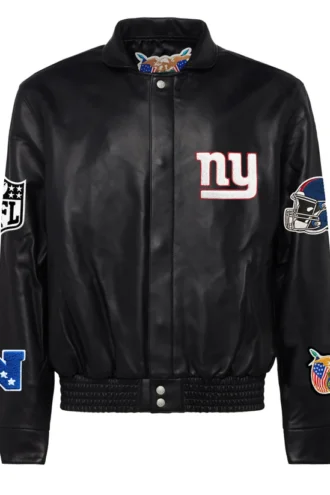 NEW YORK GIANTS FULL LEATHER JACKET Black