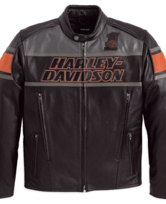 HARLEY DAVIDSON MEN’S BLACK BIKER MOTORCYCLE GENUINE LEATHER JACKET