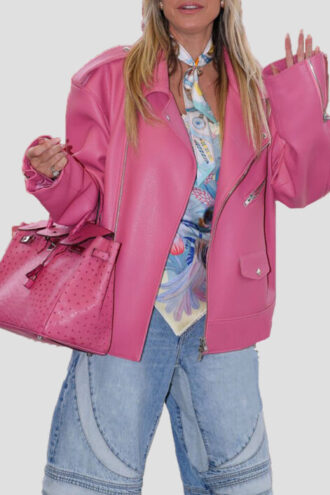 Heidi Klum Pink Biker Jacket