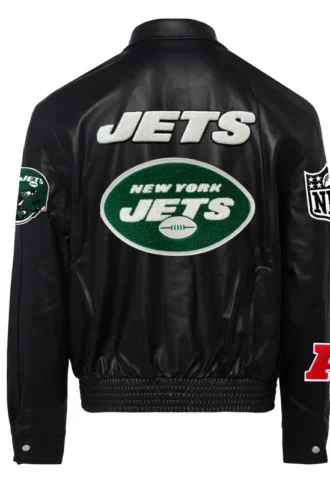 NEW YORK JETS FULL LEATHER JACKET Black