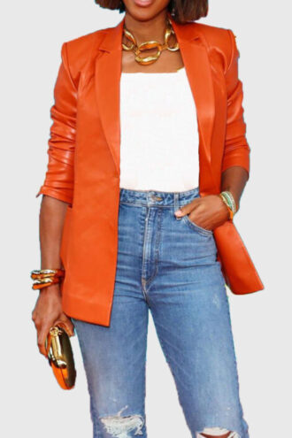 Kelly Rowland Singer Orange Leather Blaze