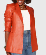 Kelly Rowland Singer Orange Leather Blazer