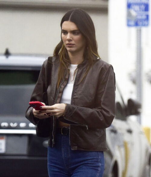 Kendall Jenner Brown Leather Jacket