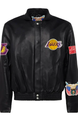 LOS ANGELES LAKERS FULL LEATHER JACKET Black