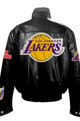 LOS ANGELES LAKERS FULL LEATHER PUFFER JACKET Black