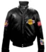 LOS ANGELES LAKERS FULL LEATHER PUFFER JACKET Black