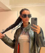 Maya Jama Green Leather Jacket