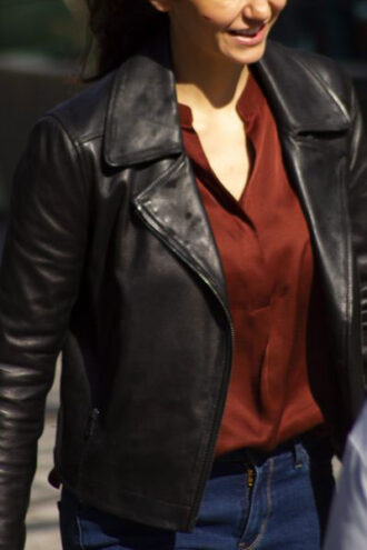 Nina Dobrev Black Leather Jacket