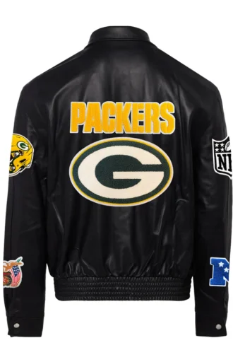 GREEN BAY PACKERS FULL LEATHER JACKET Black