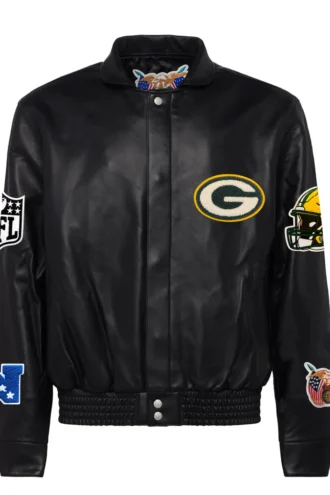 GREEN BAY PACKERS FULL LEATHER JACKET Blac