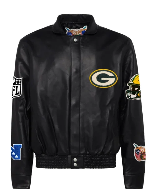 GREEN BAY PACKERS FULL LEATHER JACKET Blac