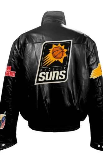 PHOENIX SUNS FULL LEATHER PUFFER JACKET Black