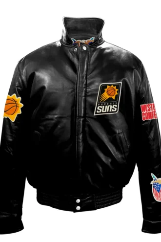 PHOENIX SUNS FULL LEATHER PUFFER JACKET Black