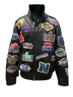 LIMITED EDITION HISTORY OF SUPER BOWL COLLAGE FULL LEATHER JACKET