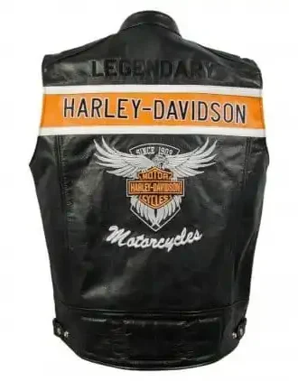 RIDING HARLEY DAVIDSON MEN’S BLACK BIKER MOTORCYCLE GENUINE LEATHER VEST