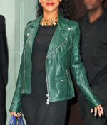 Rihanna Green Biker Jacket