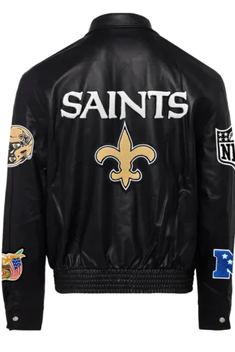 NEW ORLEANS SAINTS FULL LEATHER JACKET Black