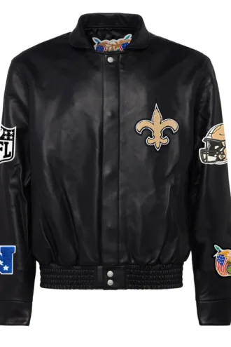 NEW ORLEANS SAINTS FULL LEATHER JACKET Black